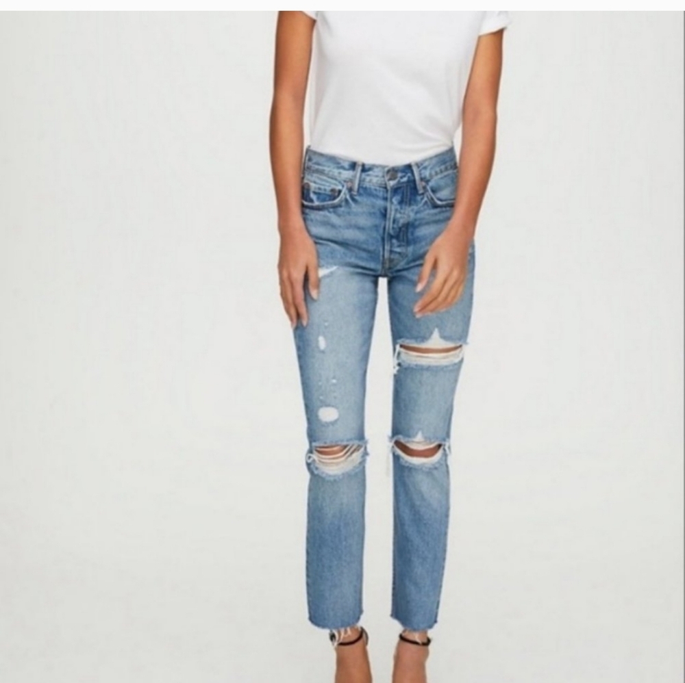 Grlfrnd Karolina distressed Jeans high rise size 25 light blue wash